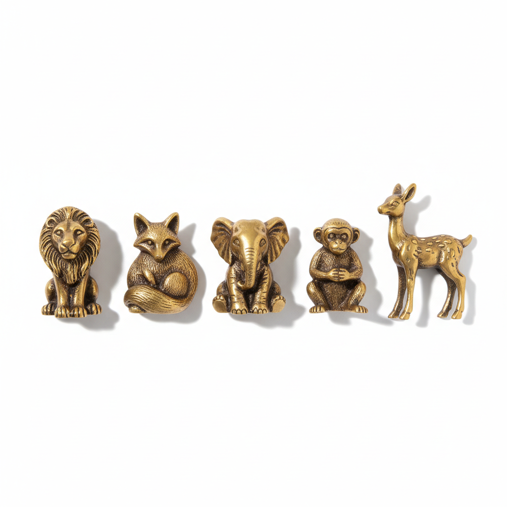 Handcrafted Brass Mini Animal Figurines Vintage Desk Ornaments for Home and Feng Shui Decor